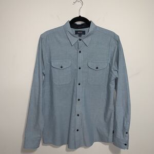 Roark Classic Fit Shirt Mens M Button Up Shirt Western Blue Organic Cotton